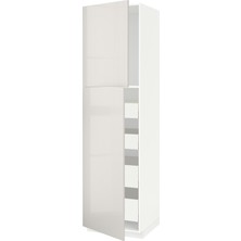 Hobiurun Mutfak Boy Dolabı, Rınghult Açık Gri, 60X60X220 Cm, 2 Kapaklı ve 4 Çekmeceli