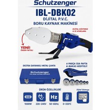 SCHUTZENGER Dijital Göstergeli 1000W Pvc Ppr Boru Kaynak Makinesi 0–320°C Metal Çantalı 6 Pafta ve Makaslı Set
