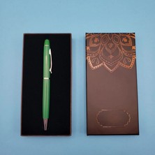 Marsilyan™- Mandala Desenli Kutulu Yeşil Touchpen Tükenmez Kalem