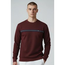 Piyera Erkek Vişne Mare Jaker Kumaş Bisiklet Yaka Sweatshirt - 76577