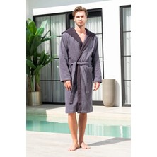 Motif Tekstil Joel Kapüşonlu Erkek Bornozu %100 Pamuk - Antrasit - S