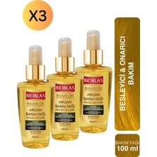 Bioblas Botanic Oils Argan Bakımı Onarıcı Saç Bakım Yağı 100 ml 3 Adet