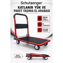 SCHUTZENGER 150 kg Taşıma Kapasiteli Katlanır Yük ve Paket Taşıma El Arabası 4 Tekerlekli Platformlu Taşıma Arabası
