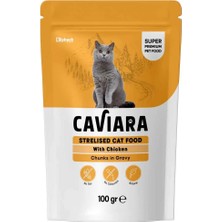 Caviara Pouch Tavuklu Kısır Kedi Maması Sos Içinde Et Parçacıklı 100 gr