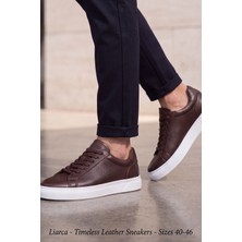 Liarca Ghostwood - Hakiki Deri Sararmaz Faylon Taban Kahverengi Beyaz Erkek Sneaker Ayakkabı