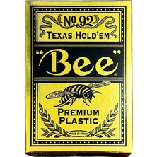 Bee Premium Plastik( Altın )Oyun Kartları Jumbo Indeksli Su Geçirmez Oyun Kartı 2'li Deste Mavi-Kırmızı Deste