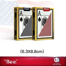Bee Premium Plastik( Altın )Oyun Kartları Jumbo Indeksli Su Geçirmez Oyun Kartı 2'li Deste Mavi-Kırmızı Deste