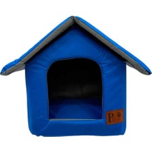 Pet Pretty Kedi Köpek Yatağı Çatılı Dış Mekan Mavi 40X42X46 cm