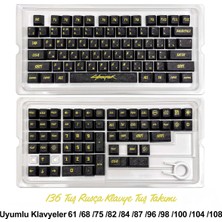 Silabor 136 Tuşlu Keycaps Pc Karbon Fiber Dokulu Cyberpunk 136 Tuşlu Klavye (Rusça Dil Desteği) [kutulu] Tüm Mekanik-Manyetik Klavyeler ile Uyum Sağlamaktadır.
