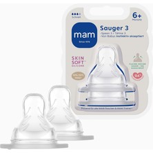 Mam Skinsoft Silikon No: 3 Hızlı Akışlı Biberon Emziği 2'li Set