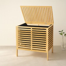 Royaleks Kalın Bambu Çamaşır Sepeti 50X38X55 cm (Kumaş Torbalı)