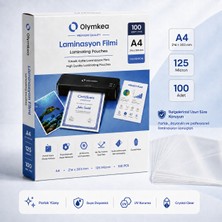 Olymkea A4 Laminasyon Filmi 125 Mikron – 100 Adet | 216 × 303 mm