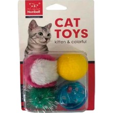 Nunbell Kedi Oyuncağı Renkli Tüylü Toplar 4'lü