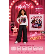 Manifest Baskılı Pamuklu Uzun Kollu Tişört ve Simli Baskılı  Alt 2'li Takım