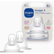 Mam Skinsoft Silikon No: 2 Orta Akışlı Biberon Emziği 2'li Set