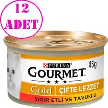 Gourmet Gold Sığır Etli ve Tavuklu Kedi Konservesi 85 gr 12 Ad