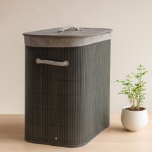 Royaleks Bambu Dikdörtgen Kirli Çamaşır Sepeti 40X30X60 cm - Gri