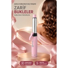 Ecuy Şarjlı Kablosuz Saç Maşası Seramik Plakalı 2 Isı Ayarlı Usb-C Taşınabilir Mini Bukle Şekillendirici Seyehat Tipi Saç Maşası