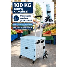 SCHUTZENGER 100 kg Taşıma Kapasiteli Katlanır 3 Tekerlekli Merdiven Çıkan Market Pazar ve Yük Taşıma Arabası PZ100