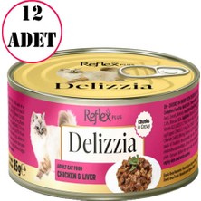Reflex Plus Delizzia Soslu tavuklu ve Ciğerli Parça Etli Kedi Konservesi 85 gr 12 Ad