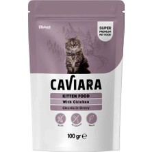 Caviara Tavuklu Yavru Kedi Maması Pouch Sos Içinde Et Parçacıklı 100 gr