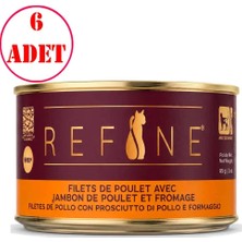 Refine Kısırlaştırılmış Kedi Konservesi Tavuk Jambonlu ve Peynirli 85 gr 6 Ad
