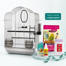 Premium Krom Kaplama Kuş Kafesi Aksesuarlı ve 4 Ürün Hediyeli Set