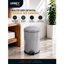 Umbex Plus 16 Lt Amortisörlü Gri Renk Yavaş Kapanır Çöp Kovası Banyo ve Mutfaklarınızda Kullanıma Uygun  Iç Kovalı