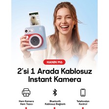 Hanin M6 Instant Kamera 2mp 300DPI HCP-2TS25G Anında Baskı Yapabilen Mavi Seyahat Kamerası
