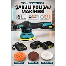 SCHUTZENGER Şarjlı Polisaj Makinesi 5 Pilli Çift Akü Orbital Pasta Cila Zımpara Makinesi 3 Farklı Başlık Akülü 98K7