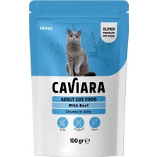 Caviara Pouch Dana Etli Kedi Maması Jöle Içinde Et Parçacıklı 100 gr