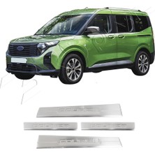 Servet Dizayn Oto Ford Courier Uyumlu 2023 ve Üzeri Krom Kapı Eşiği 4 Parça Paslanmaz Çelik