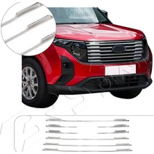 Servet Dizayn Oto Ford Courier Uyumlu 2023 ve Üzeri Krom Ön Panjur 8 Parça Paslanmaz Çelik
