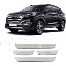 Servet Dizayn Oto Hyundai Tucson Uyumlu 2015-2018 Krom Kapı Eşiği 4 Parça Paslanmaz Çelik