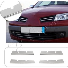 Servet Dizayn Oto Renault Megane 2 Uyumlu 2006-2010 Krom Ön Panjur 4 Parça Paslanmaz Çelik
