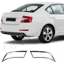 Servet Dizayn Oto Skoda Octavia A7 Uyumlu 2013-2019 Krom Egzoz Çerçevesi 2 Parça Paslanmaz Çelik