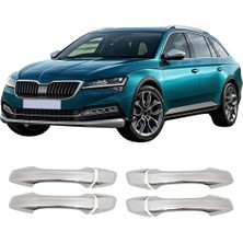 Servet Dizayn Oto Skoda Superb 3V Uyumlu 2015-2023 Krom Kapı Kolu 4 Kapı Deliksiz Paslanmaz Çelik