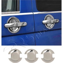 Servet Dizayn Oto Volkswagen Transporter T6 Uyumlu 2015-2023 Krom Kapı Kolu Tası 3 Parça Paslanmaz Çelik