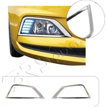 Servet Dizayn Oto Volkswagen Polo 6 Uyumlu 2017-2023 Krom Sis Farı Çerçevesi 2 Parça Paslanmaz Çelik