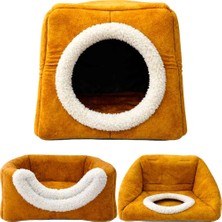 Pet Pretty Kedi Köpek Için Comfort Üç Fonksiyonlu Yatak Hardal 42X42X23 cm