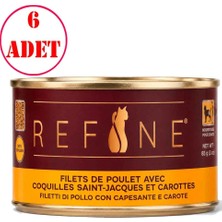 Refine Kısırlaştırılmış Kedi Konservesi Deniz Taraklı Havuç ve Tavuk 85 gr 6 Ad