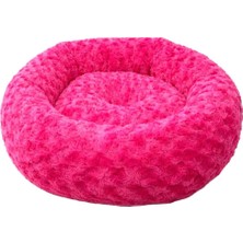 Pet Pretty Kedi Köpek Için Peluş Simit Yatak Fuşya 55 cm