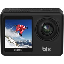 Bix Nexa Dual 5k 30FPS 50MP Wi-Fi Dokunmatik Ekran Eıs Özellikli Su Geçirmez Aksiyon Kamerası Motosiklet Bisiklet Kask ve Vlog Kamerası