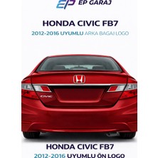 EP Garaj Otomotiv Honda Civic Fb7 2012-2016 Uyumlu Kırmızı Arka Bagaj Logo Orjinal Görünüm