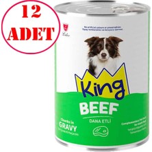 King Köpek Konservesi Sos Içerisinde Dana Etli Et Parçacıklı 400 gr 12 Ad