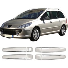 Servet Dizayn Oto Peugeot 307 Uyumlu 2001-2008 Krom Kapı Kolu 4 Kapı Paslanmaz Çelik