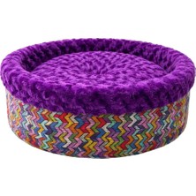 Pet Pretty Kedi Köpek Için Special Peluş Simit Yatak Mor 50X50X15 cm