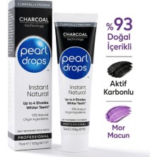 Pearl Drops Instant Natural - Beyazlatıcı Diş Macunu, Aktif Karbonlu, %93 Doğal İçerikli, SLS İçermez 75 ml