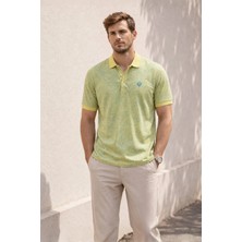 Madmext Sarı Desenli Polo Yaka Tişört 5876
