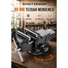 SCHUTZENGER Çelik Kollu 80MM Sabit Mengene Dönerli Taban Tezgah Mengenesi N-6891